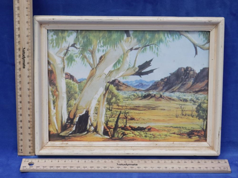 Artwork by Albert Namatjira, SET OF THREE SMALL FRAMED ALBERT NAMATJIRA HERMANNSBURG PRINTS, Made of PRINTS