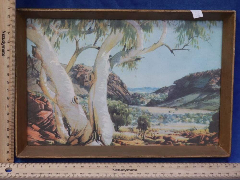 Artwork by Albert Namatjira, SET OF THREE SMALL FRAMED ALBERT NAMATJIRA HERMANNSBURG PRINTS, Made of PRINTS
