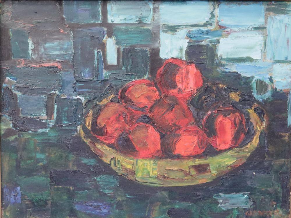 Artwork by Wayne Doggett, MID CENTURY FRUIT BOWL STILL LIFE, Made of Oil On Board