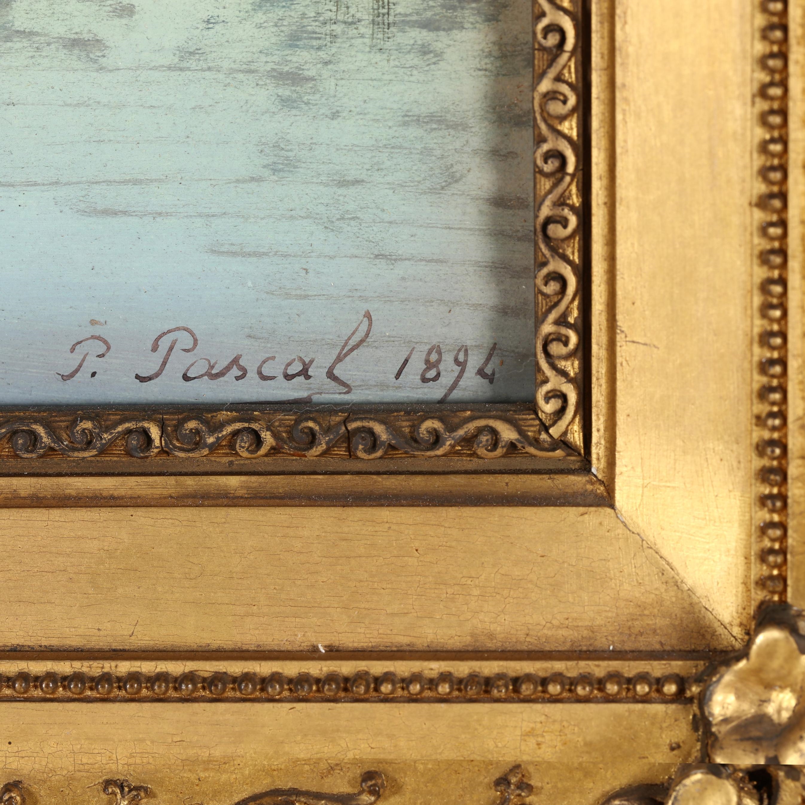 Artwork by Paul Pascal, Camel Riders at Sunset, Made of Gouache On Paper