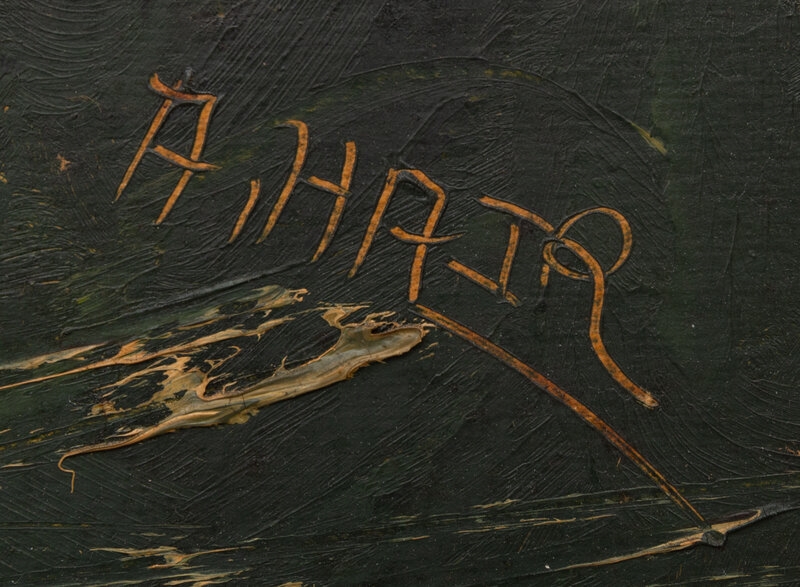 Artwork by Alfred Hair, 
Sunset over the Lagoon, Made of oil on board