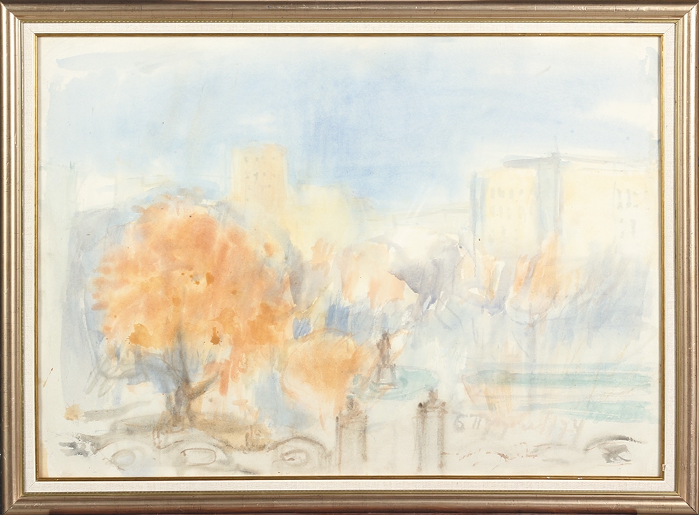 Artwork by Boza Prodanovic, Studentski park u Beogradu, Made of watercolor