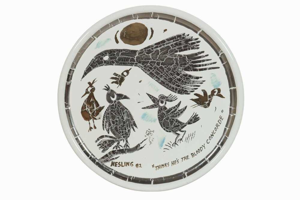 Artwork by Bernard Hesling, Thinks He's the Bloody Concorde, Made of Vitreous Enamelled Plate