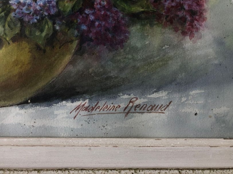 Artwork by Madeleine Renaud, Bouquet of lilacs, Made of Watercolor
