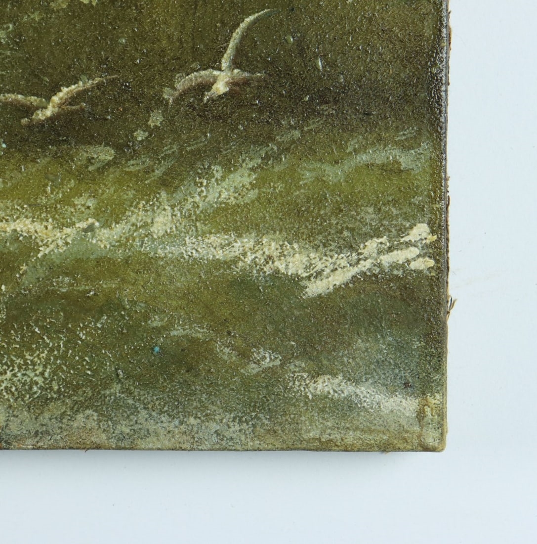 Artwork by American School, 19th Century, Stormy Seascape with Sailboats, Made of Oil On Canvas