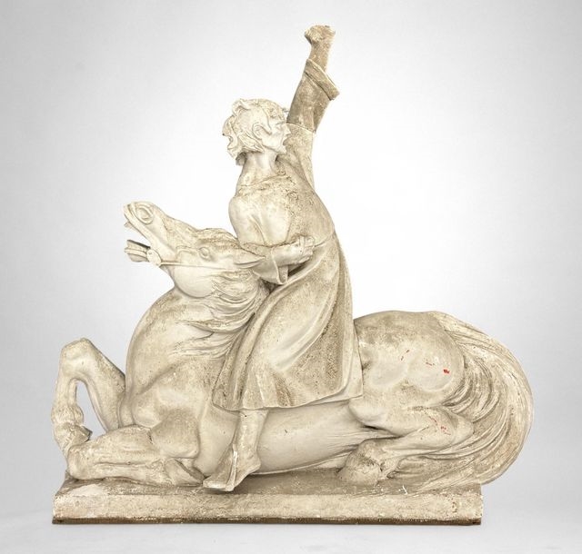 George Van de Voorde | Large plaster print of a rider in a victorious ...