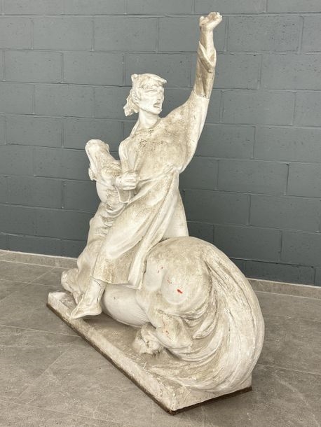 George Van de Voorde | Large plaster print of a rider in a victorious ...