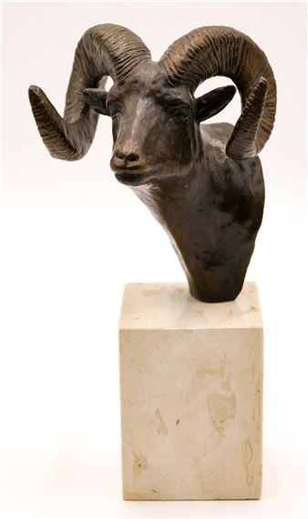 Bighorn Sheep (Ram) 1987 Bronze Sculpture by Robert Refvem, 1987