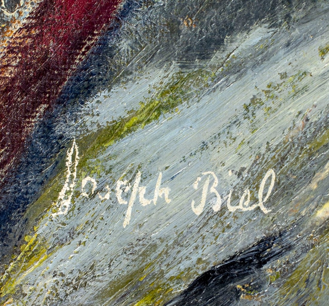 Artwork by Joseph Biel, Fisherman at Work on Dock, Made of Oil On Canvas