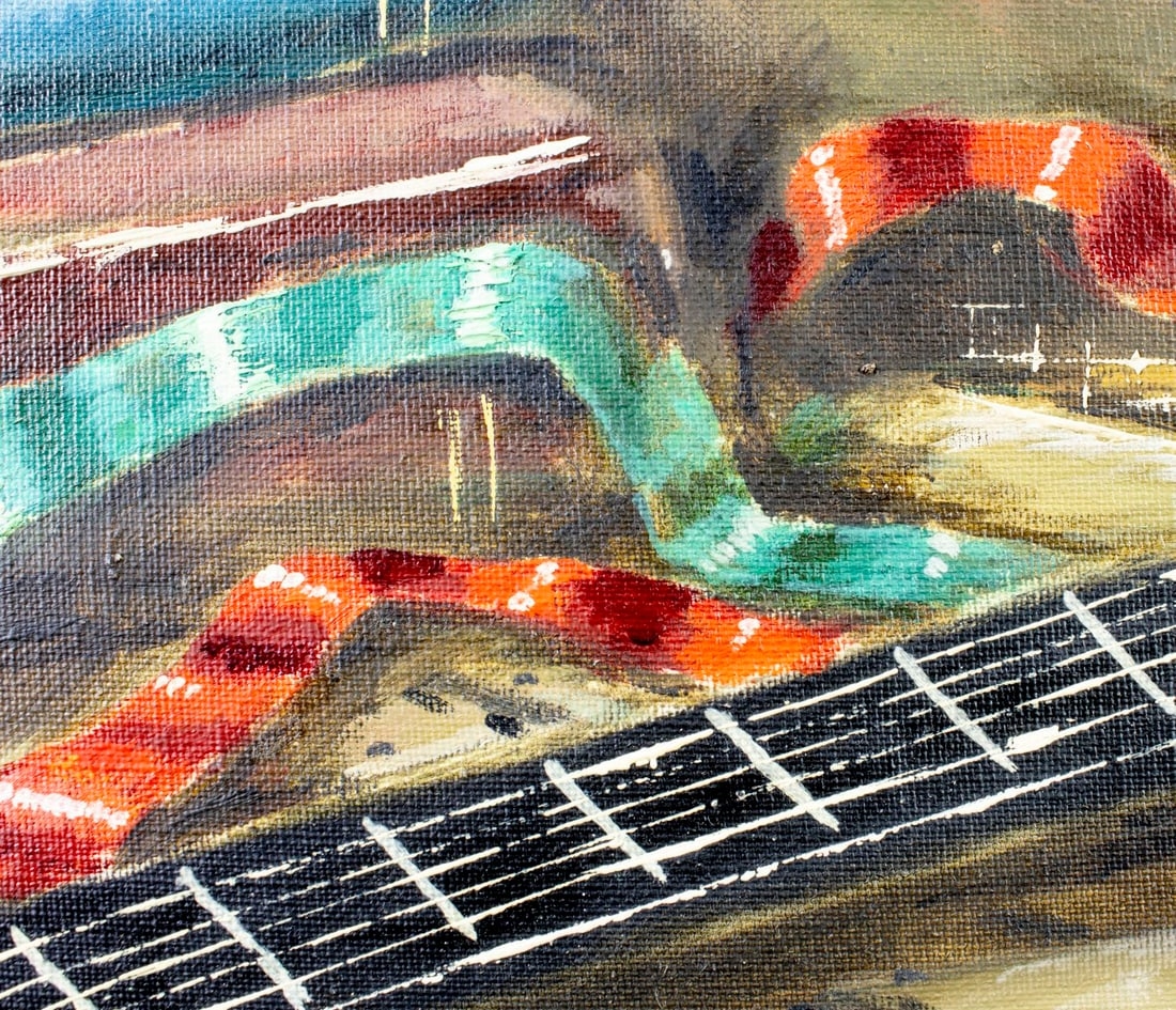 Artwork by Arisztid Szendy, Still Life with Books and Banjo, Made of Oil On Canvas