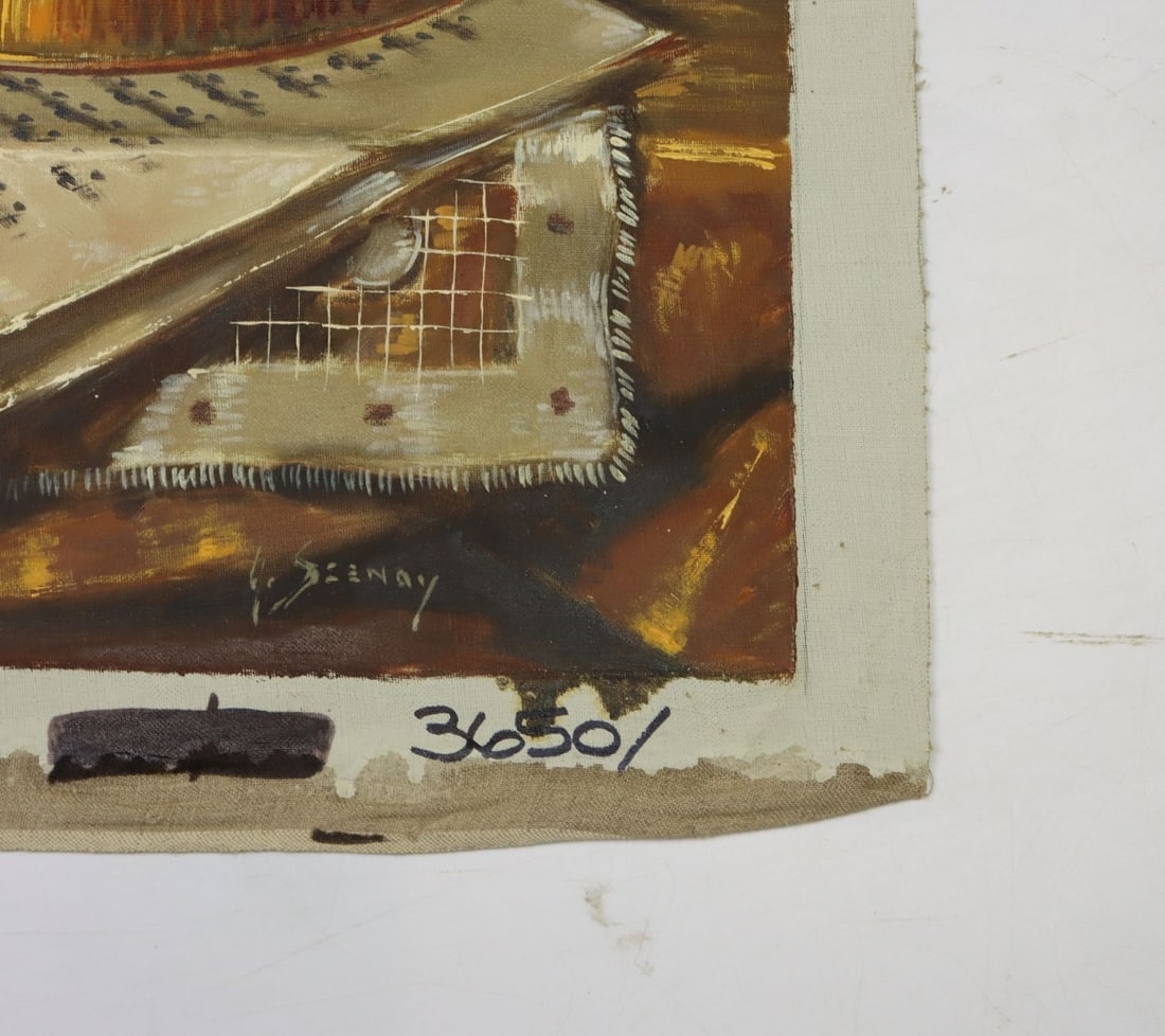 Artwork by Arisztid Szendy, Still Life with Books and Banjo, Made of Oil On Canvas