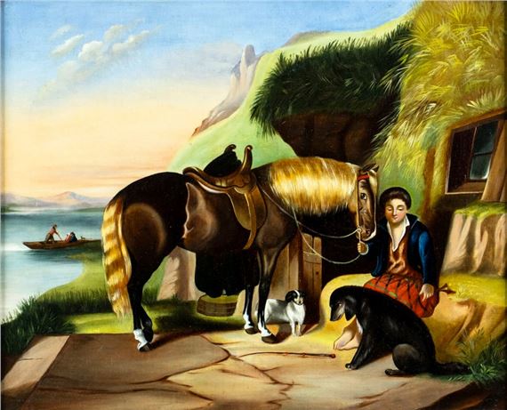 Man with Horse and Dogs