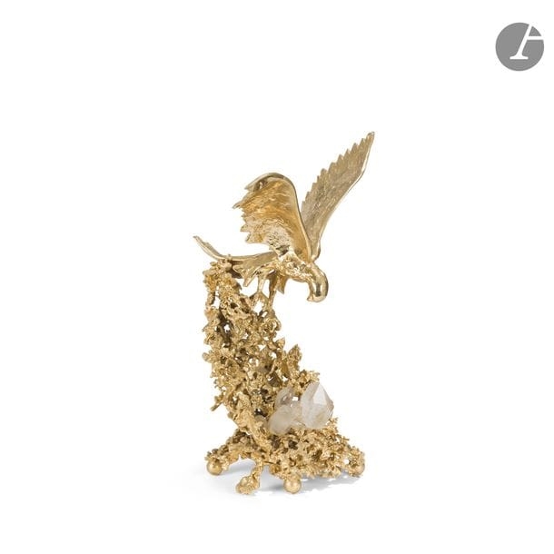 Artwork by Claude Victor Boeltz, The eagle's nest, Made of Gilt Bronze And Rock Crystal
