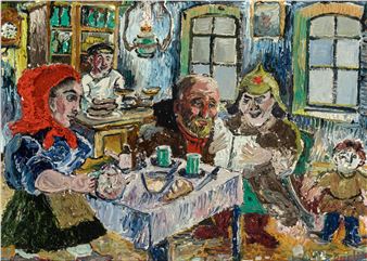 Interior with Figures - David Burliuk