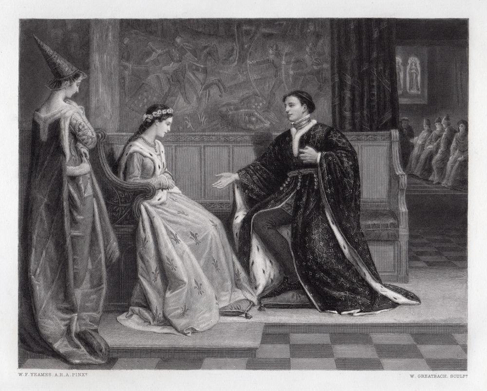 William Frederick Yeames | The Wooing of Henry V (1876) | MutualArt