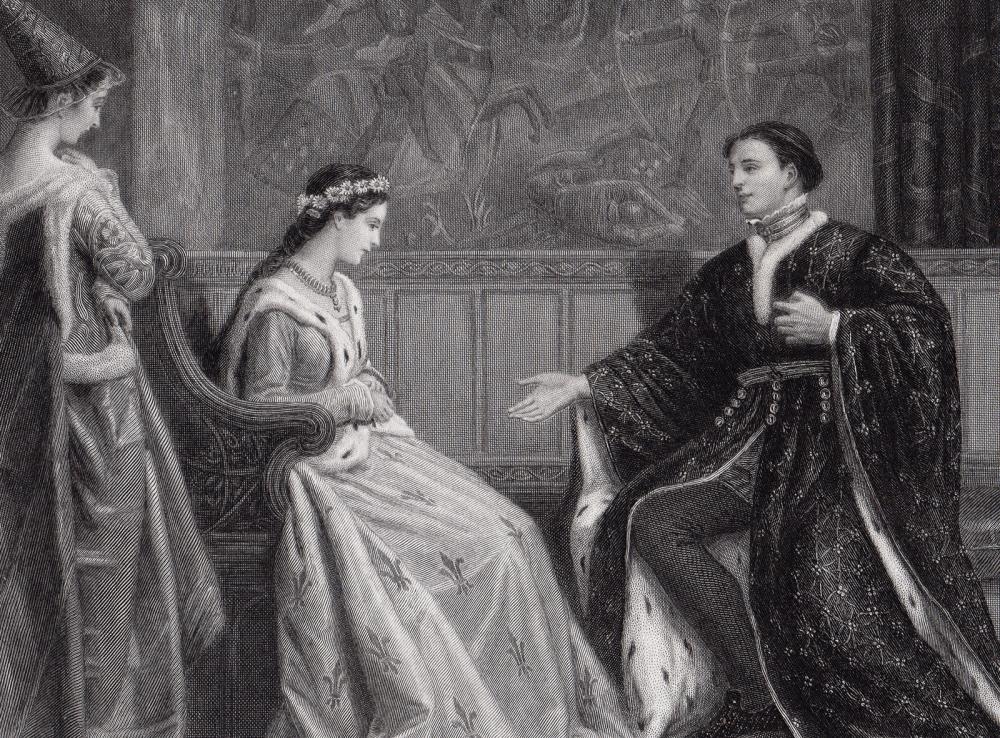 William Frederick Yeames | The Wooing of Henry V (1876) | MutualArt