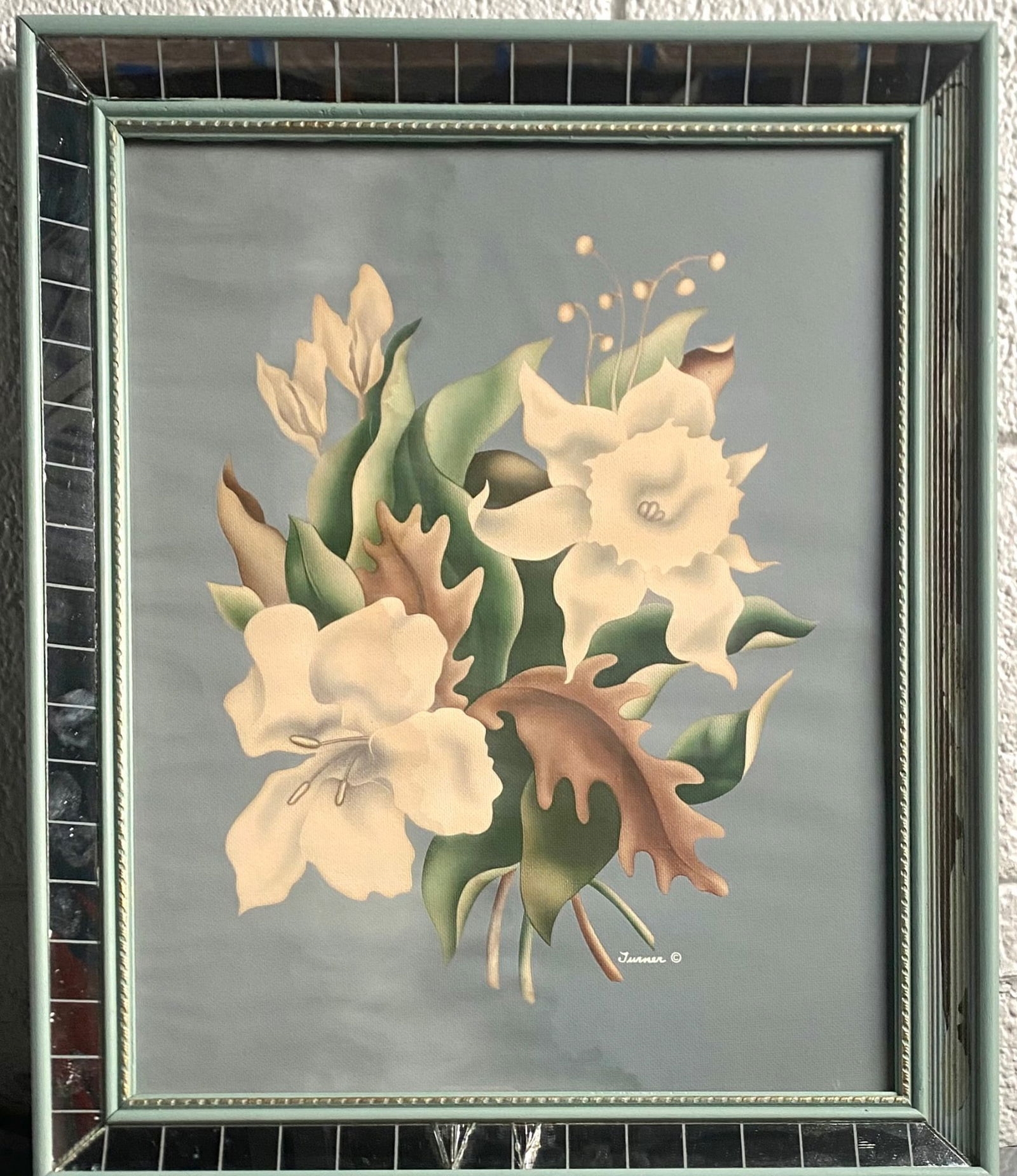 Artwork by Joseph Mallord William Turner, Floral Painting With Mirrored Frame, Made of Oil On Canvas