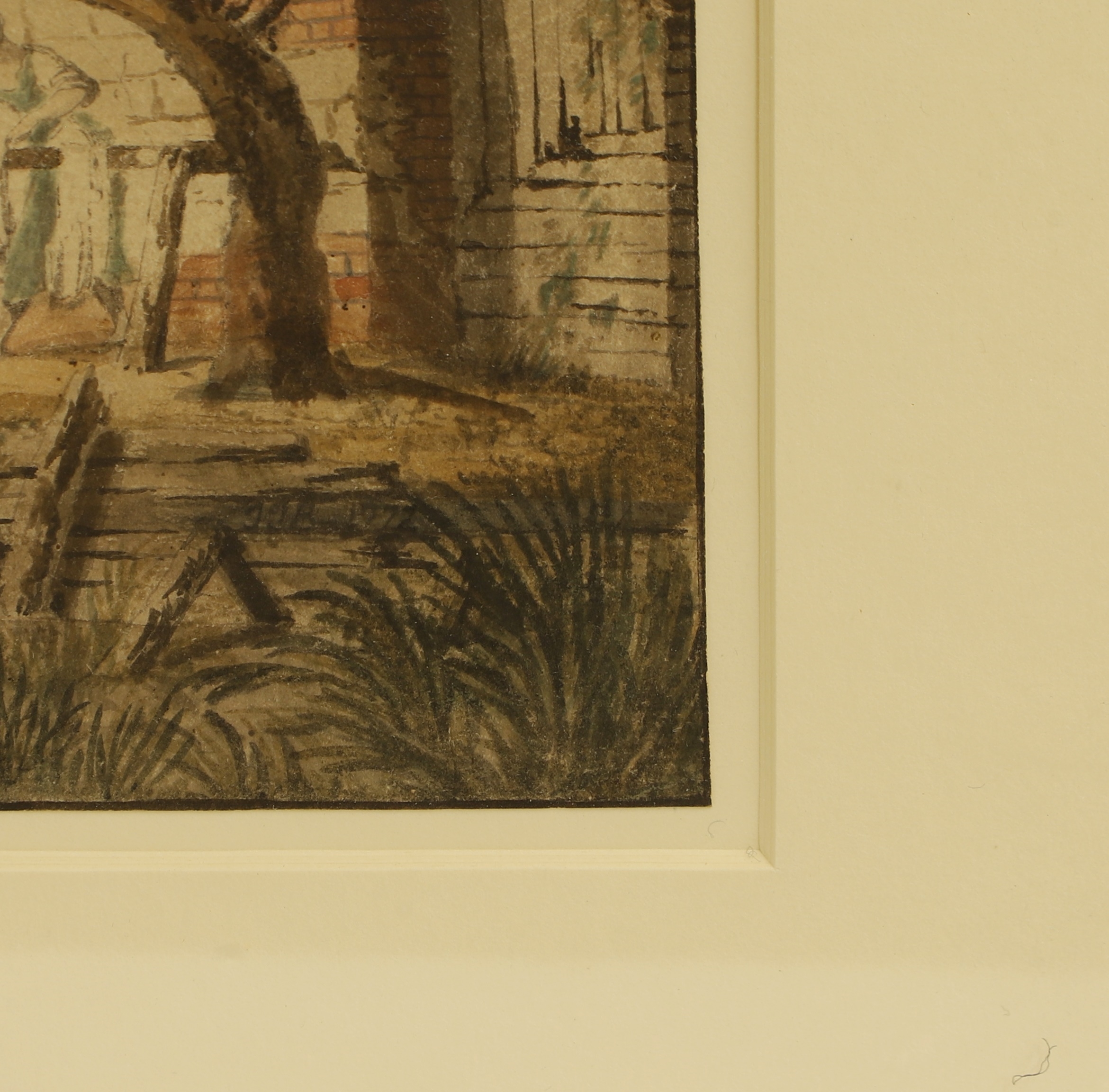 Artwork by John James Barralet, Women washing clothes by a river, Made of Pen And Ink And Watercolour