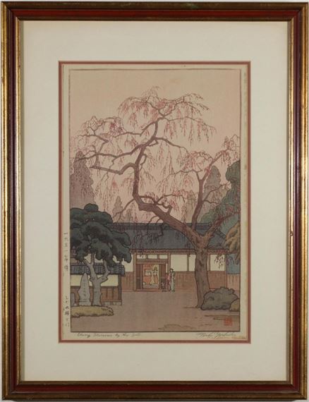 CHERRY BLOSSOMS BY THE GATE - Toshi Yoshida