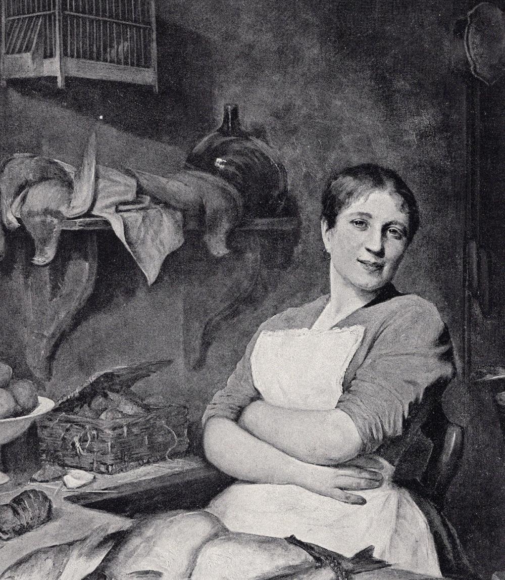 Artwork by Alphonse Jules Debaene, The Fishwife, Made of Antique Print