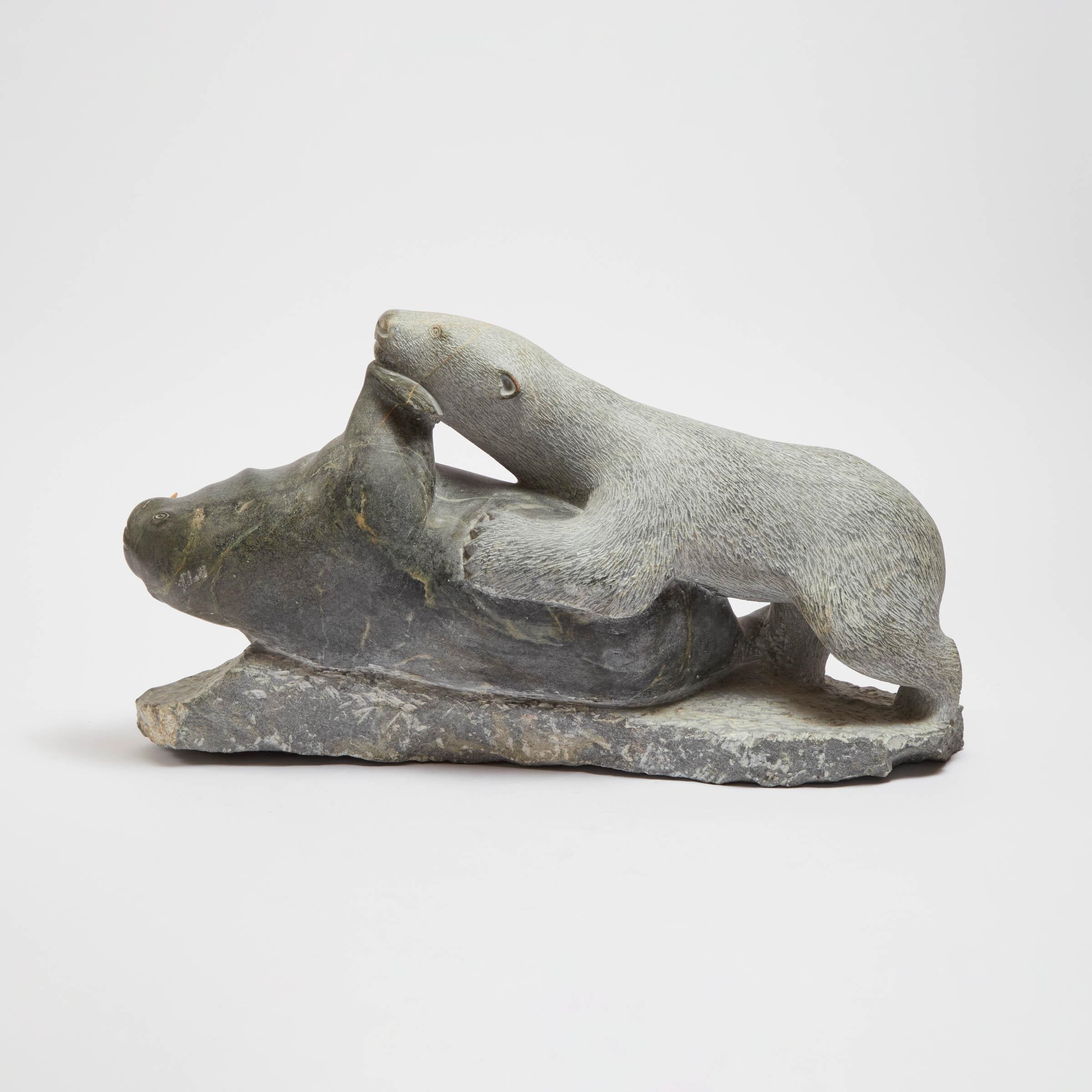 Cain Irqqarqsaq | BEAR ATTACKING WALRUS (1981) | MutualArt