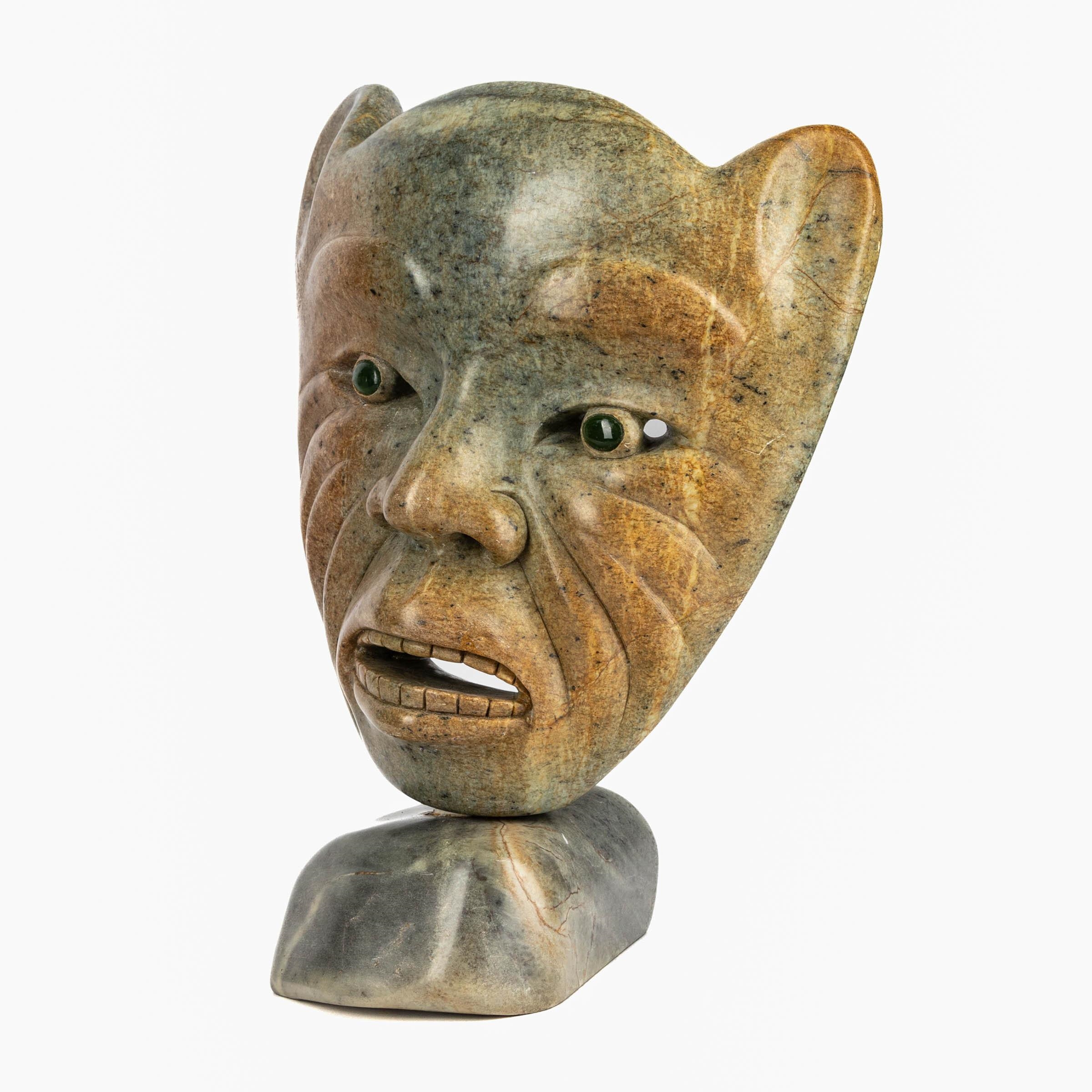 Artwork by Abraham Apakark Anghik Ruben, BEAR TRANSFORMATION MASK, Made of Stone, Jade, Antler