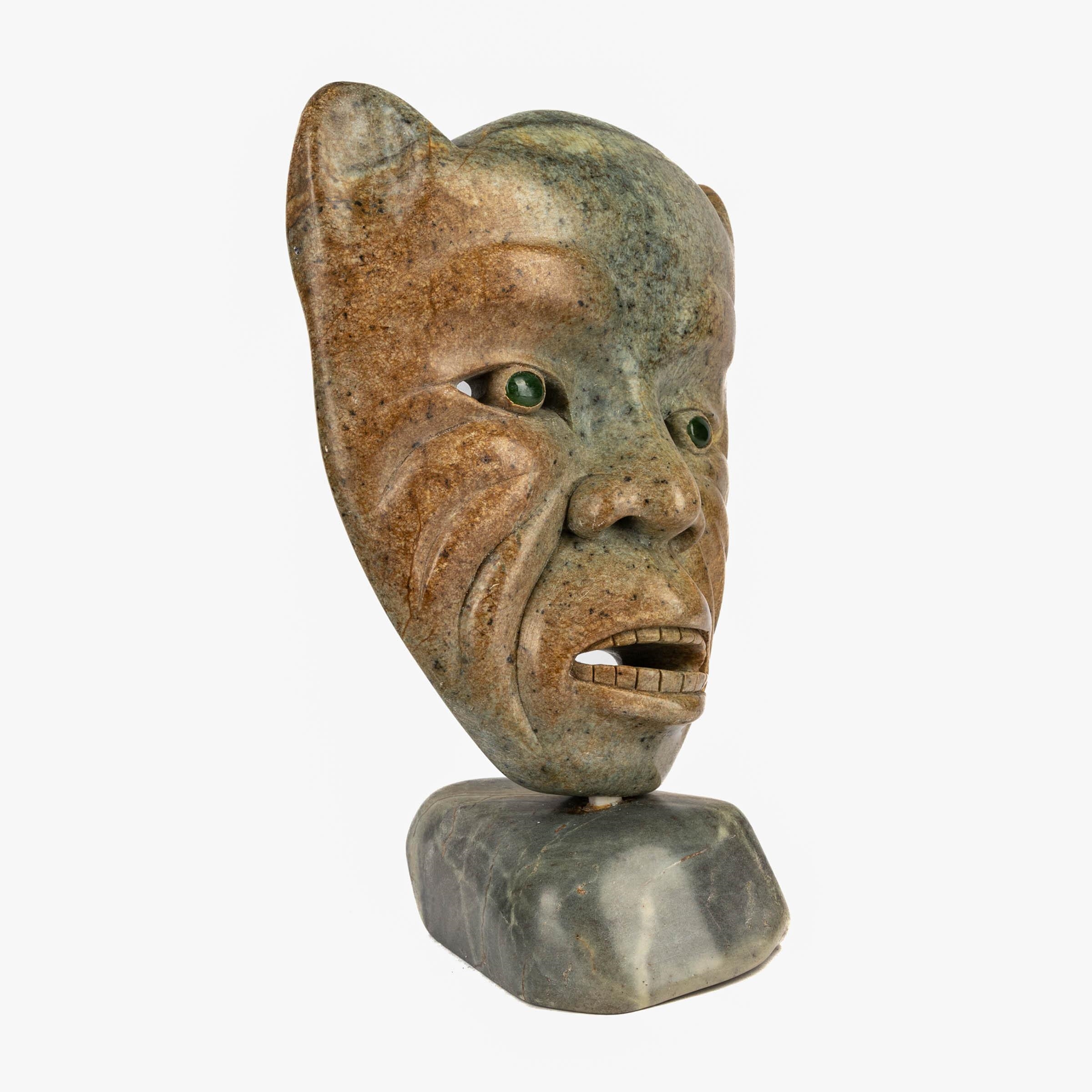 Artwork by Abraham Apakark Anghik Ruben, BEAR TRANSFORMATION MASK, Made of Stone, Jade, Antler