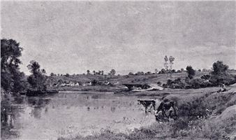 A River Landscape - Charles-François Daubigny