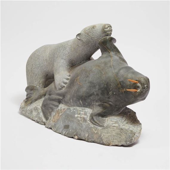 Cain Irqqarqsaq | BEAR ATTACKING WALRUS (1981) | MutualArt