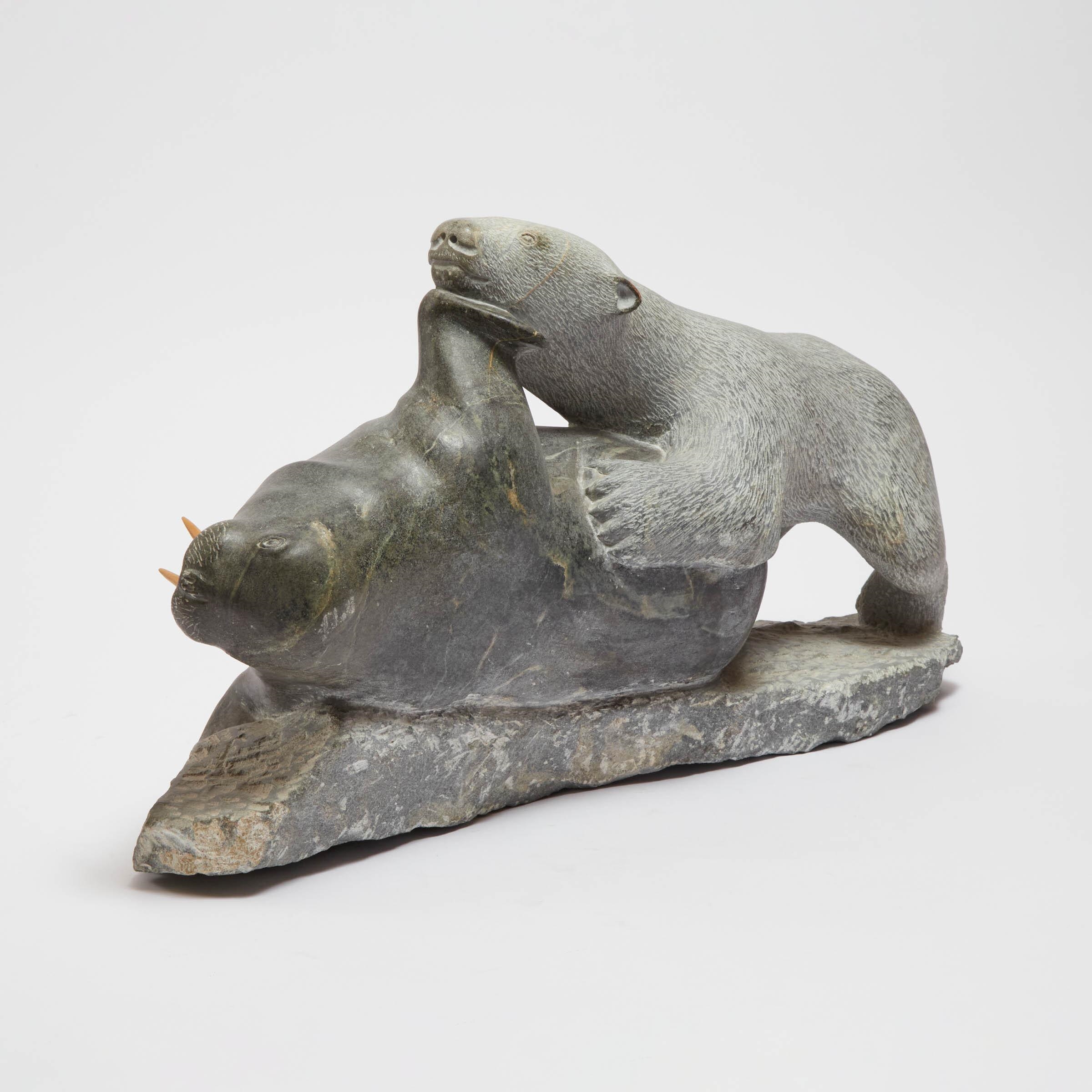 Cain Irqqarqsaq | BEAR ATTACKING WALRUS (1981) | MutualArt
