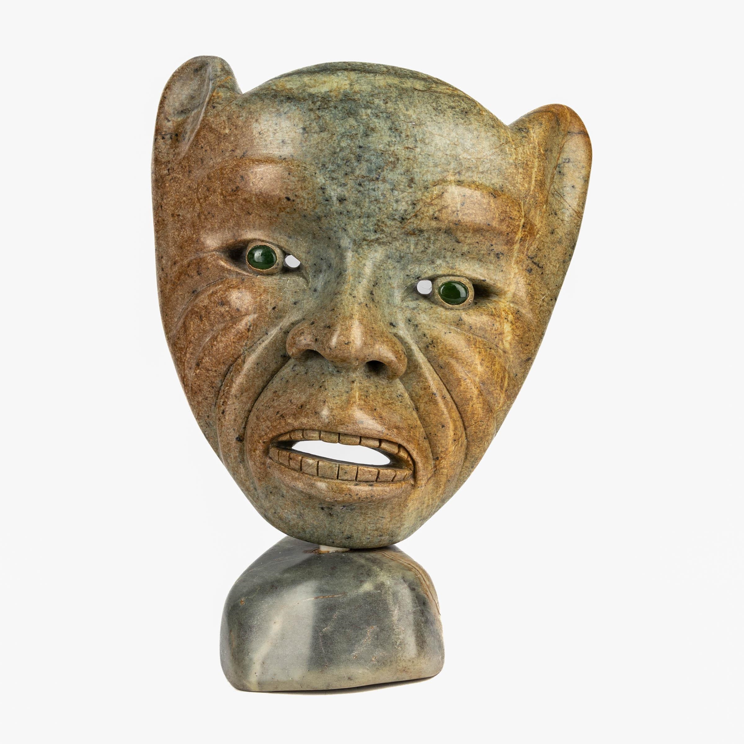 Artwork by Abraham Apakark Anghik Ruben, BEAR TRANSFORMATION MASK, Made of Stone, Jade, Antler