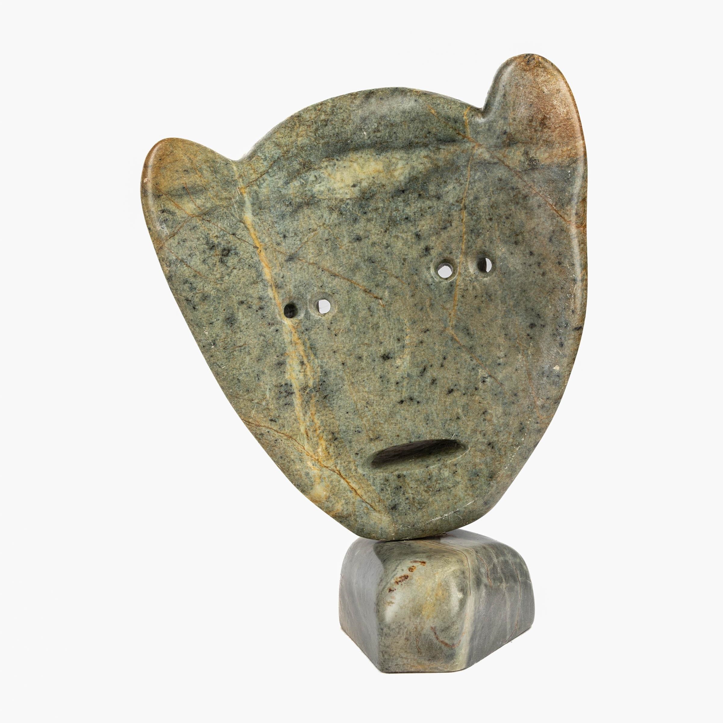 Artwork by Abraham Apakark Anghik Ruben, BEAR TRANSFORMATION MASK, Made of Stone, Jade, Antler