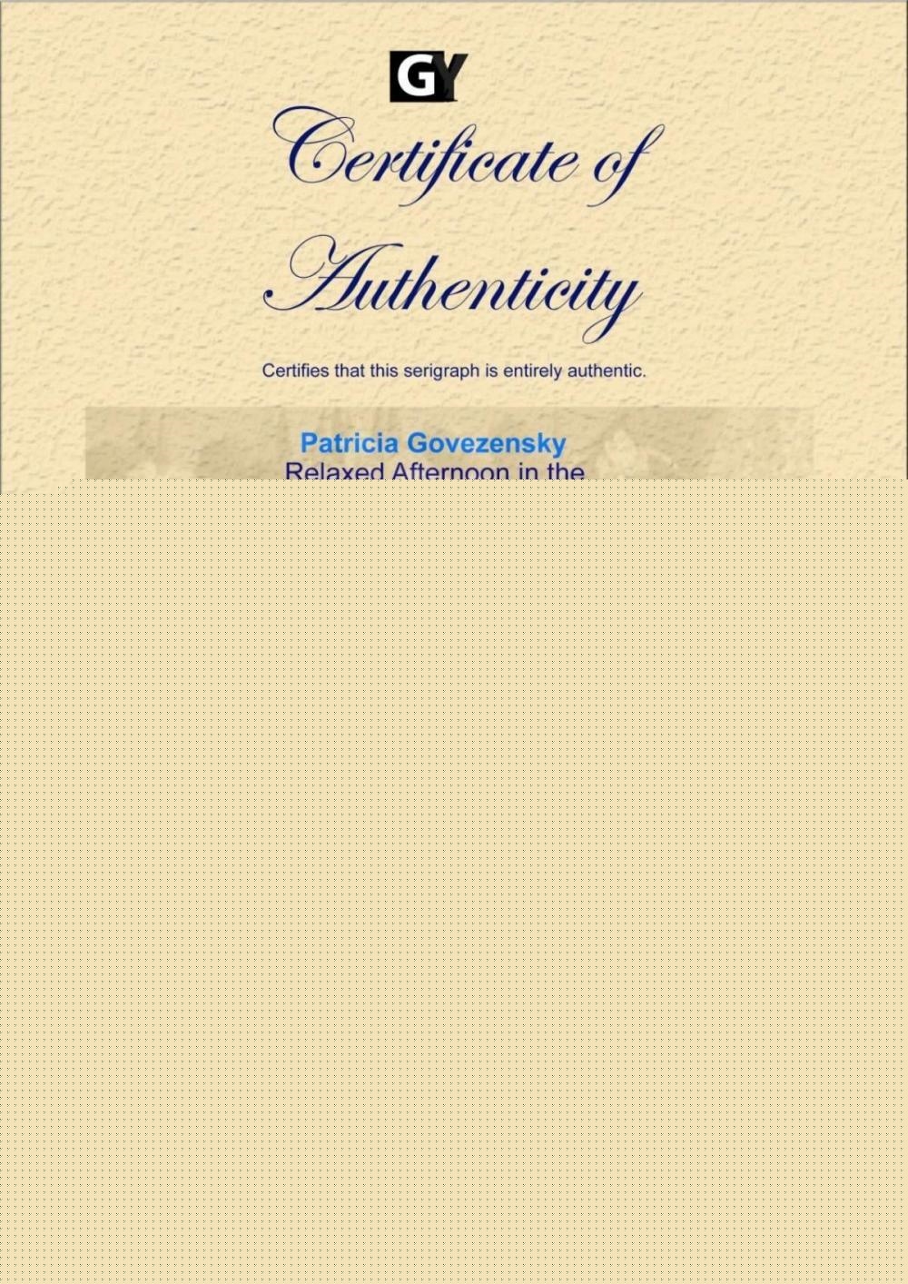 Artwork by Patricia Govezensky, Relaxed Afternoon in the Garden, Made of Original Serigraph On Paper