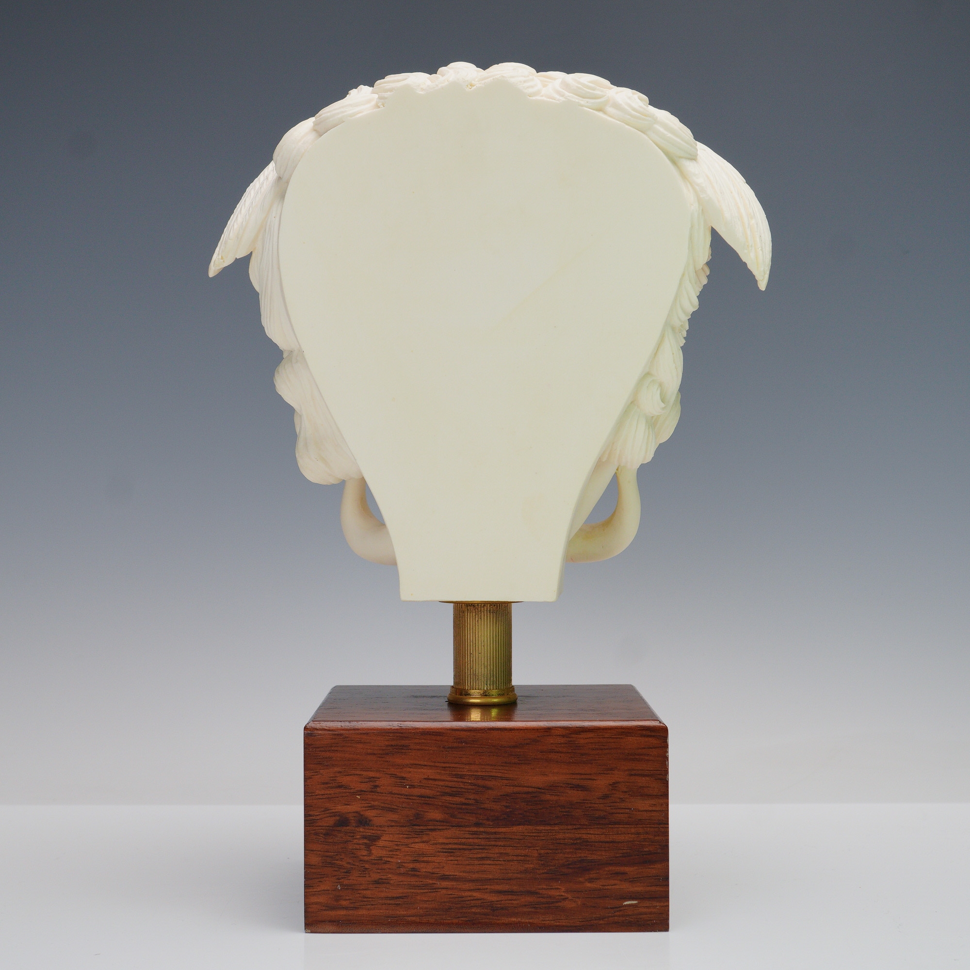 Artwork by A. Giannelli, Medusa Head Statue on Wooden Block Base