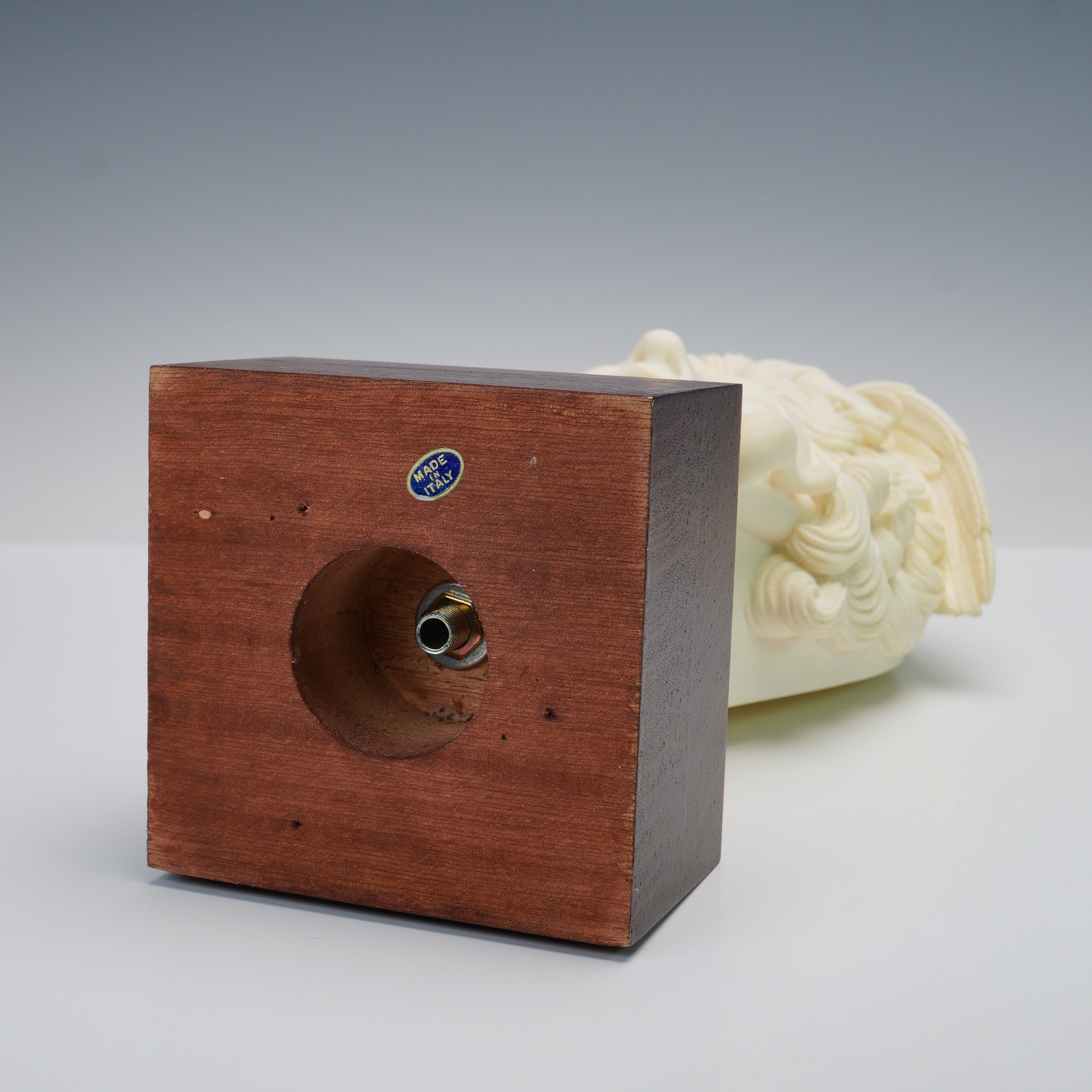 Artwork by A. Giannelli, Medusa Head Statue on Wooden Block Base