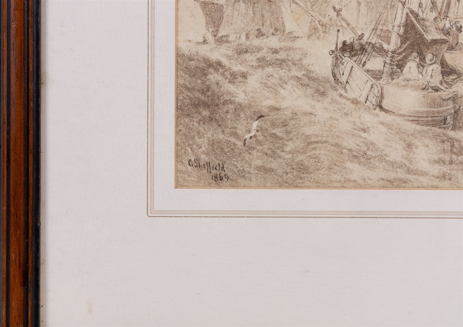 Artwork by George Sheffield, Ships on Heavy Seas, Made of Monochrome Watercolour