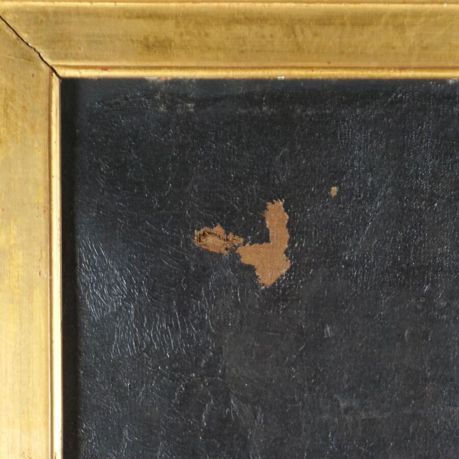 Artwork by H. Daunay, Olivier Cromwell qui s'apprête à signer la sentence d'exécution de Charles 1er, Made of oil on canvas