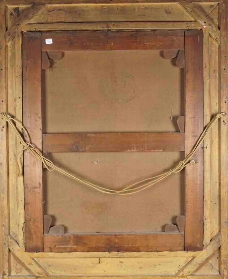 Artwork by H. Daunay, Olivier Cromwell qui s'apprête à signer la sentence d'exécution de Charles 1er, Made of oil on canvas