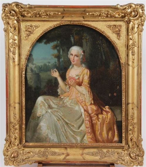 Jeune fille effeuillant une pÃ¢querette by Ferdinand Birotheau, 1842