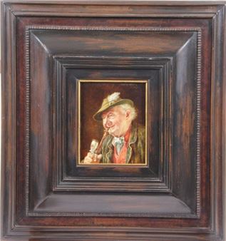 Man with pipe and deer - Gustav Köhler