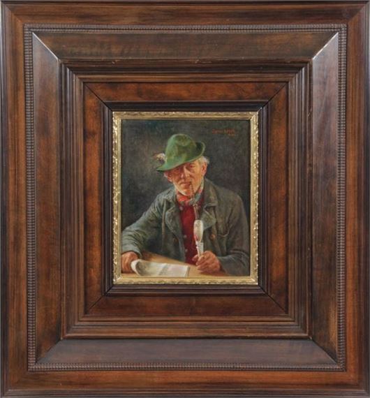 Man with pipe and newspaper by Gustav Köhler