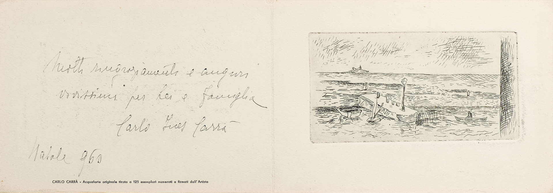 Artwork by Carlo Carrà, Il molo a Camogli, Made of Etching