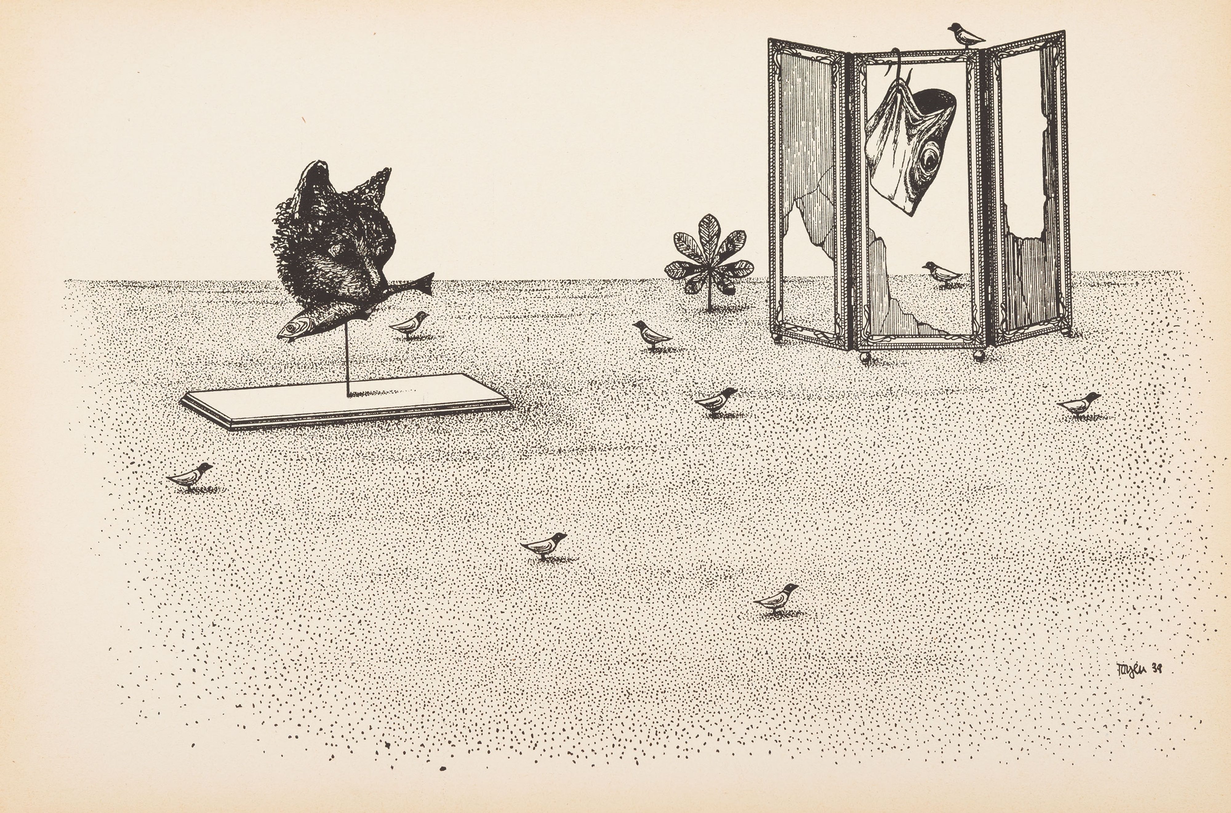 Artwork by Toyen, Shooting Range, Made of Hand-Coloured Zincographs On Paper