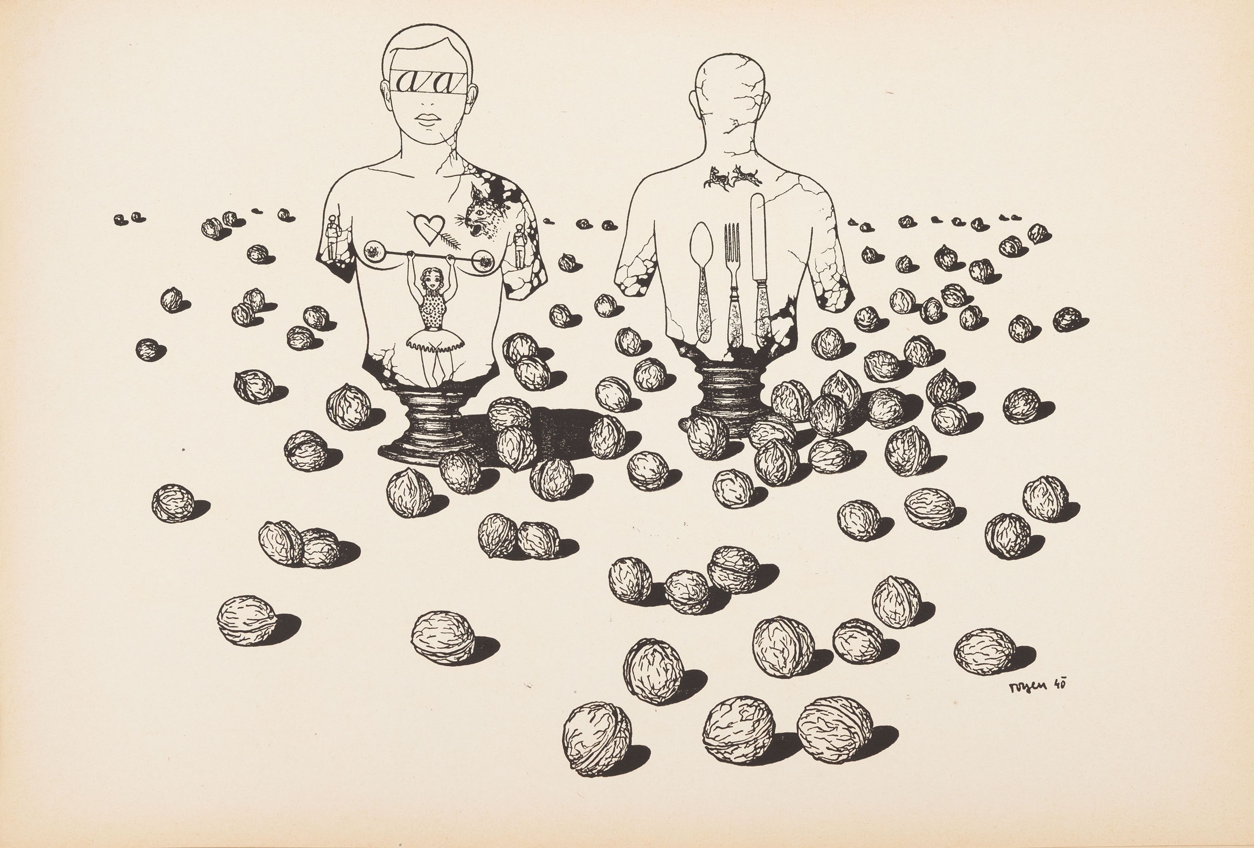 Artwork by Toyen, Shooting Range, Made of Hand-Coloured Zincographs On Paper