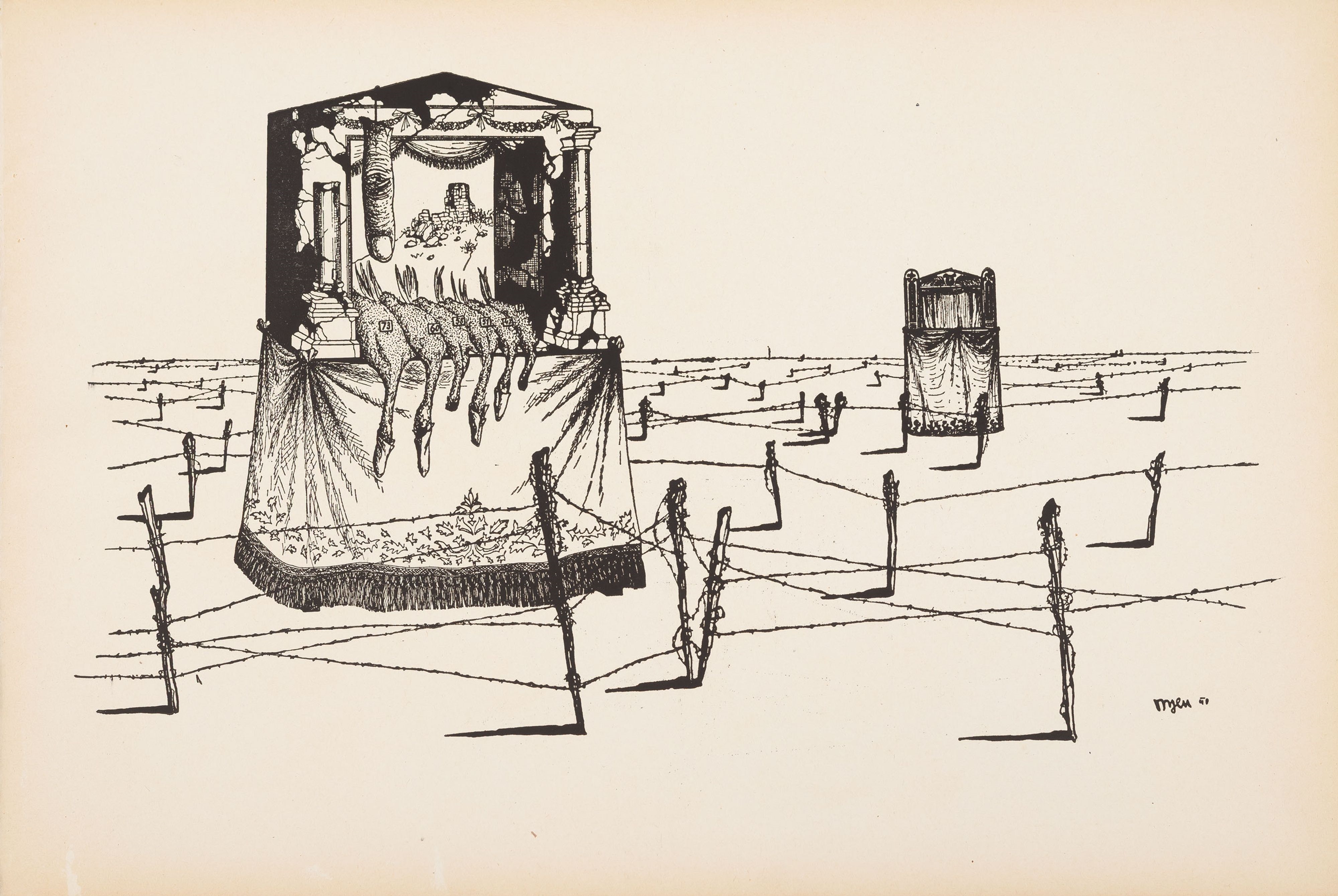 Artwork by Toyen, Shooting Range, Made of Hand-Coloured Zincographs On Paper