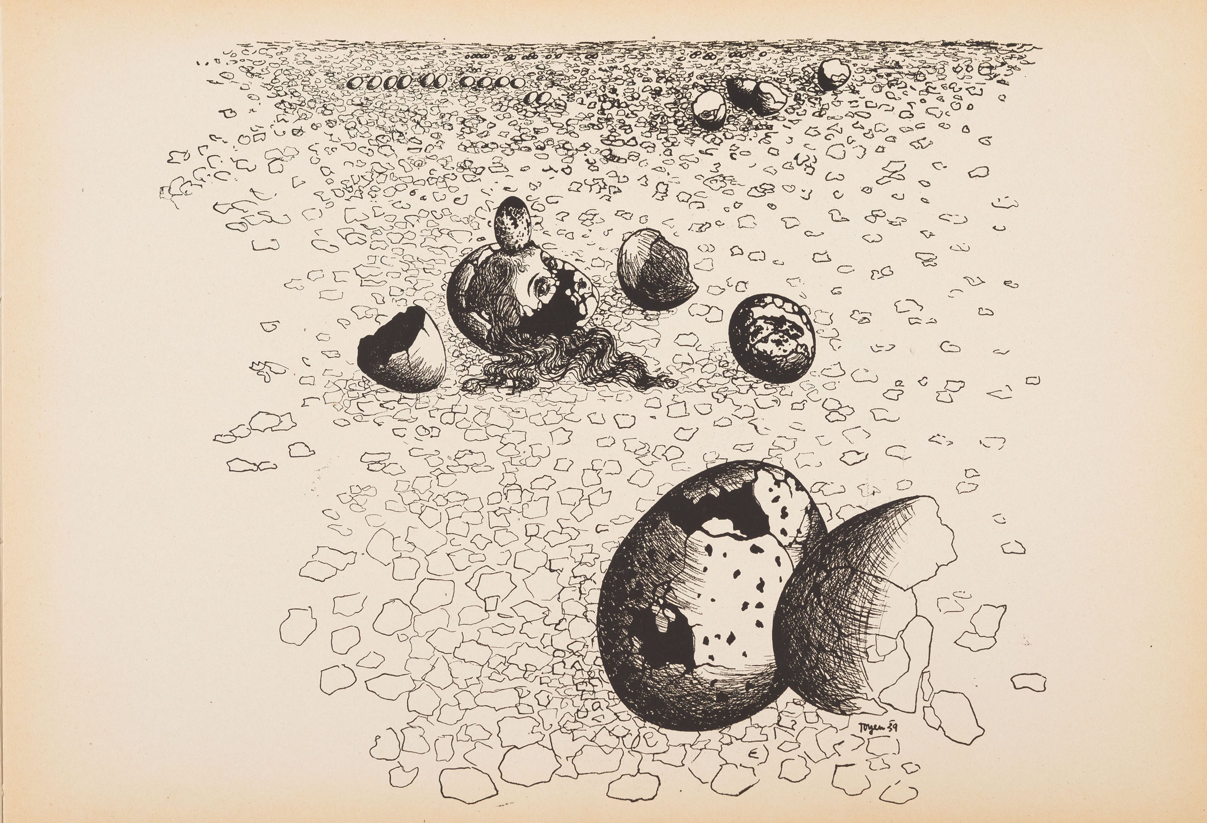 Artwork by Toyen, Shooting Range, Made of Hand-Coloured Zincographs On Paper