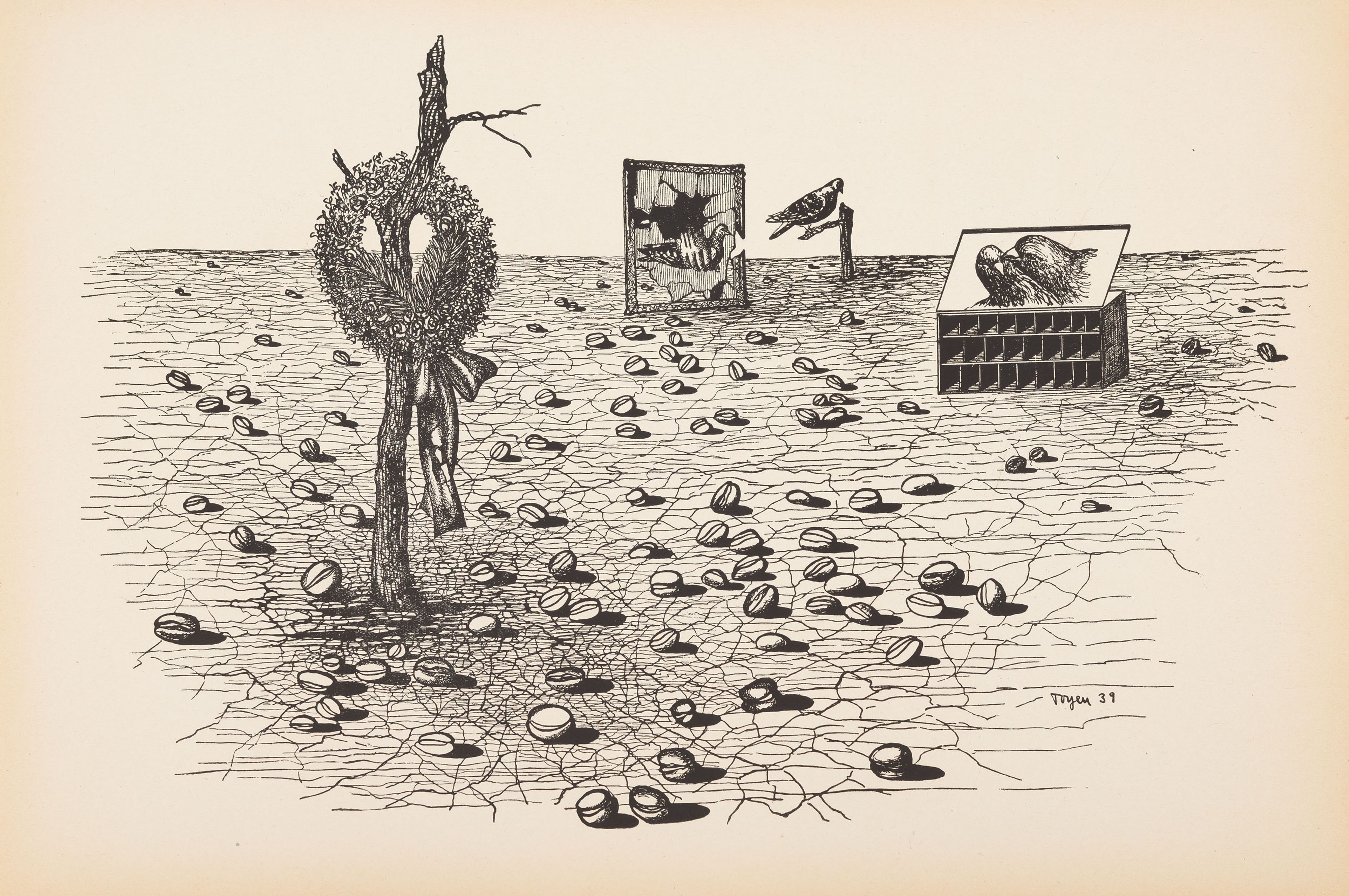 Artwork by Toyen, Shooting Range, Made of Hand-Coloured Zincographs On Paper