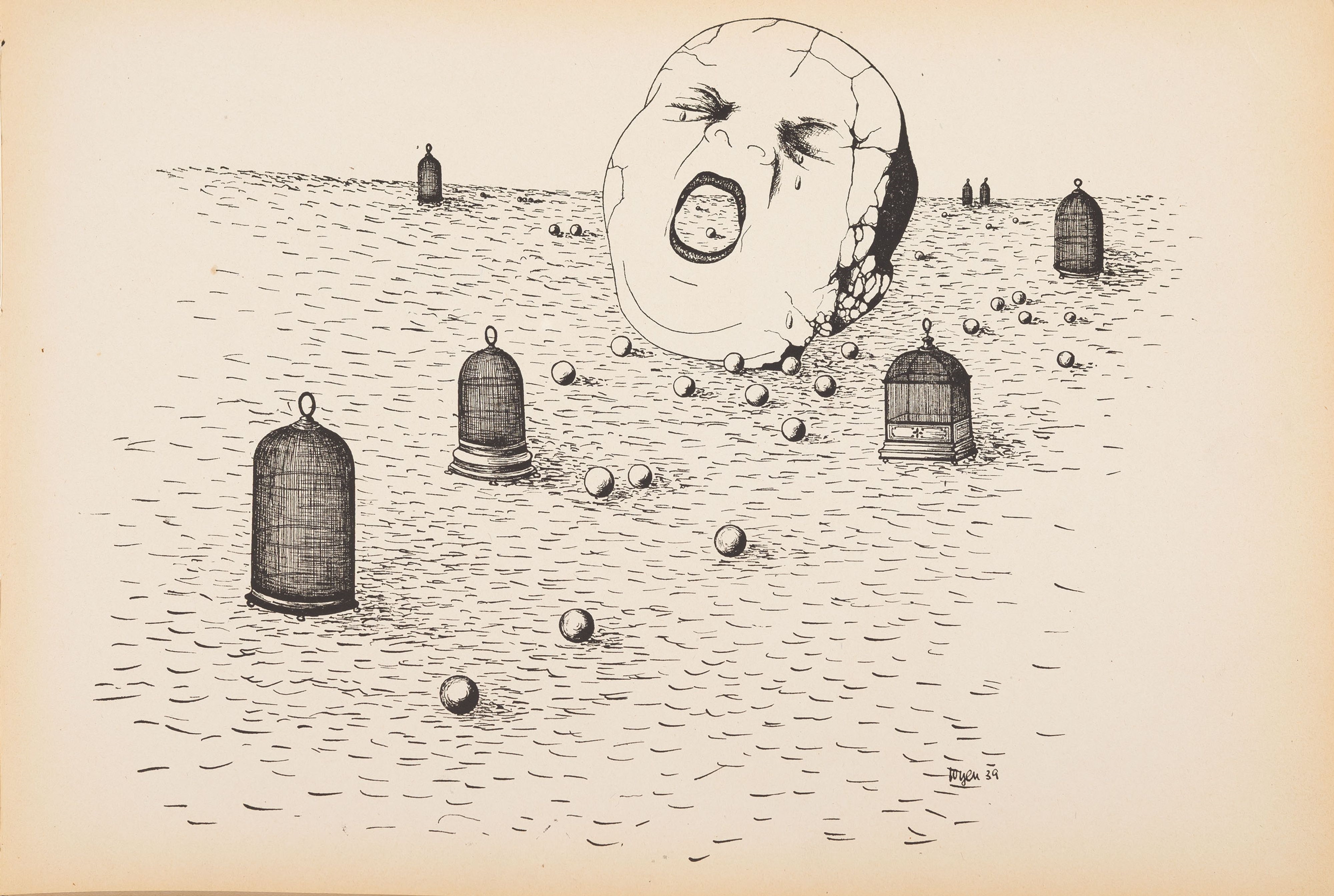 Artwork by Toyen, Shooting Range, Made of Hand-Coloured Zincographs On Paper