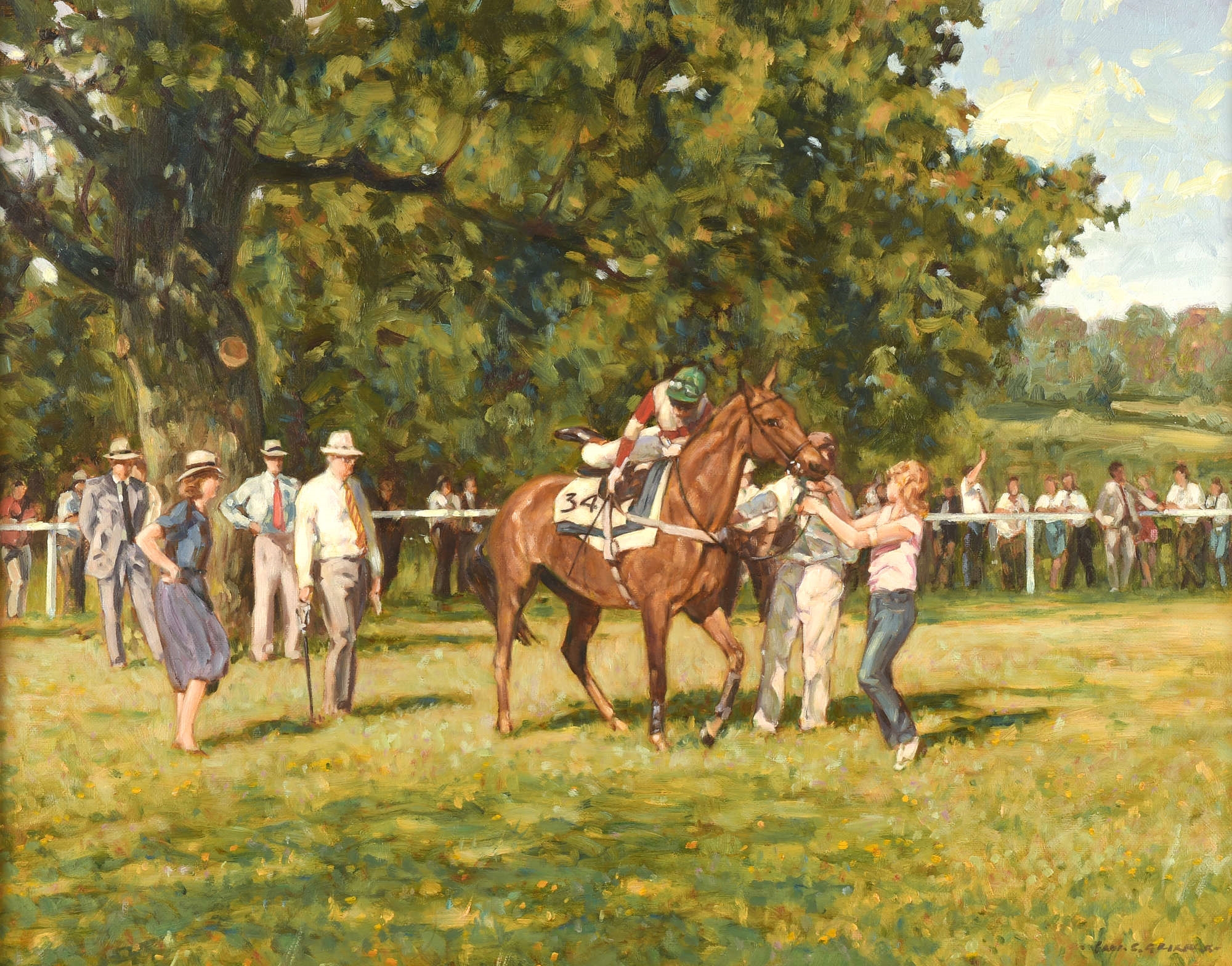 Artwork by Paul S. Gribble, Point to Point, The Paddock, Made of Oil On Canvas