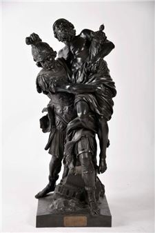 Aeneas carrying Anchises and Ascanius during the escape from Troy - Pierre Lepautre